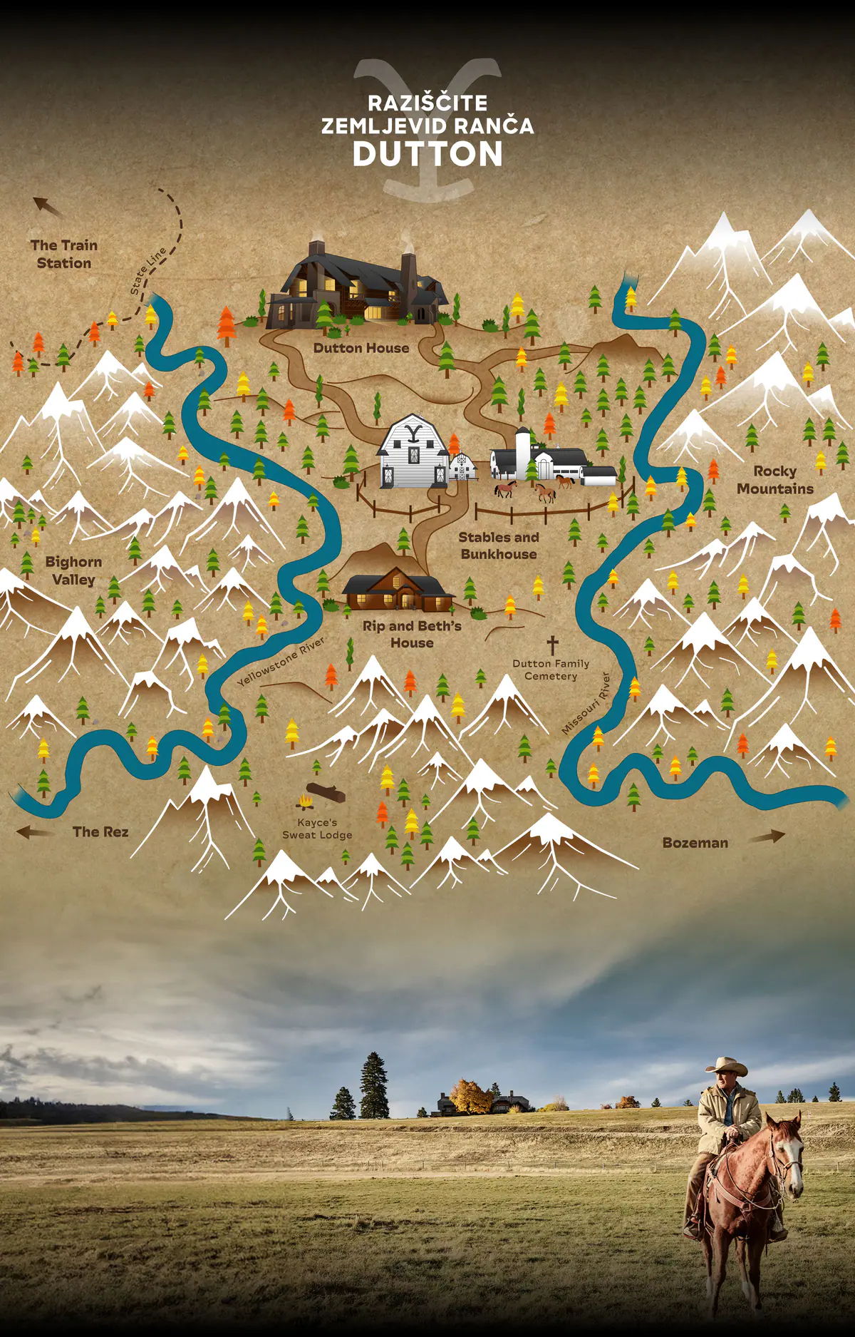 Raziščite zemljevid ranča Dutton